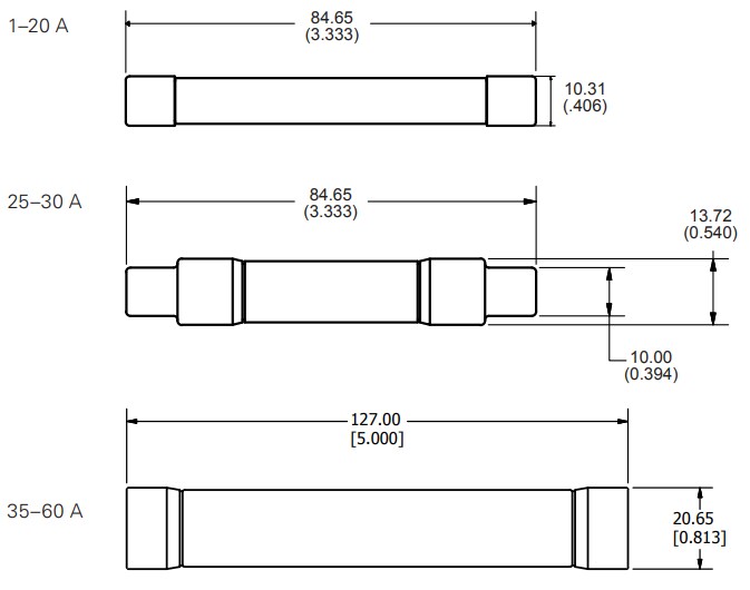 Mechanical Drawing - Littelfuse SPXV Solar Fuses